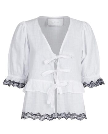 Neo Noir Bluse Raya Embroidery White Black