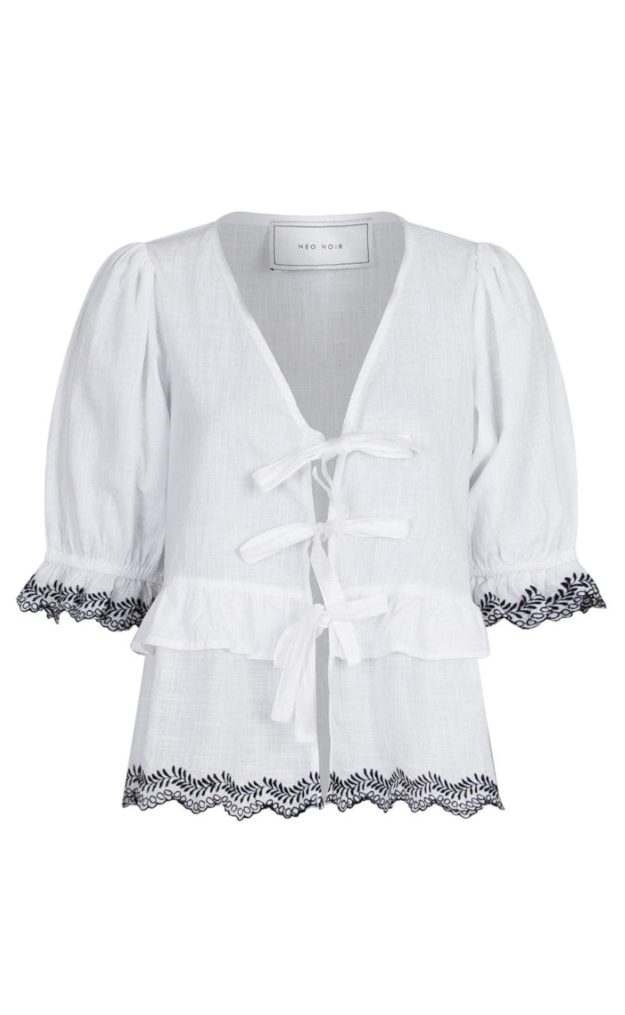 Neo Noir Bluse Raya Embroidery White Black