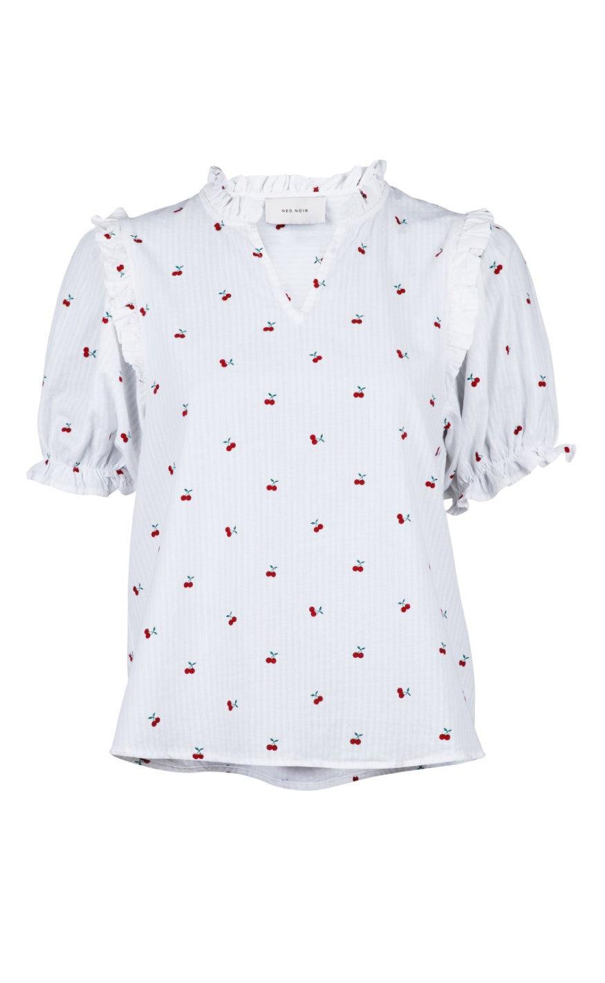 Neo Noir Bluse Rosalie Cherry Print White