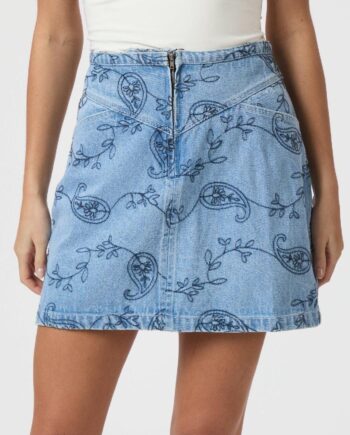 Neo Noir Nederdel Gabani Embrodiery Blue
