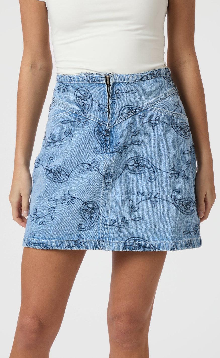 Neo Noir Nederdel Gabani Embrodiery Blue