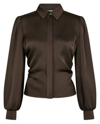 Neo Noir Skjorte Fransala Heavy Sateen Dark Brown