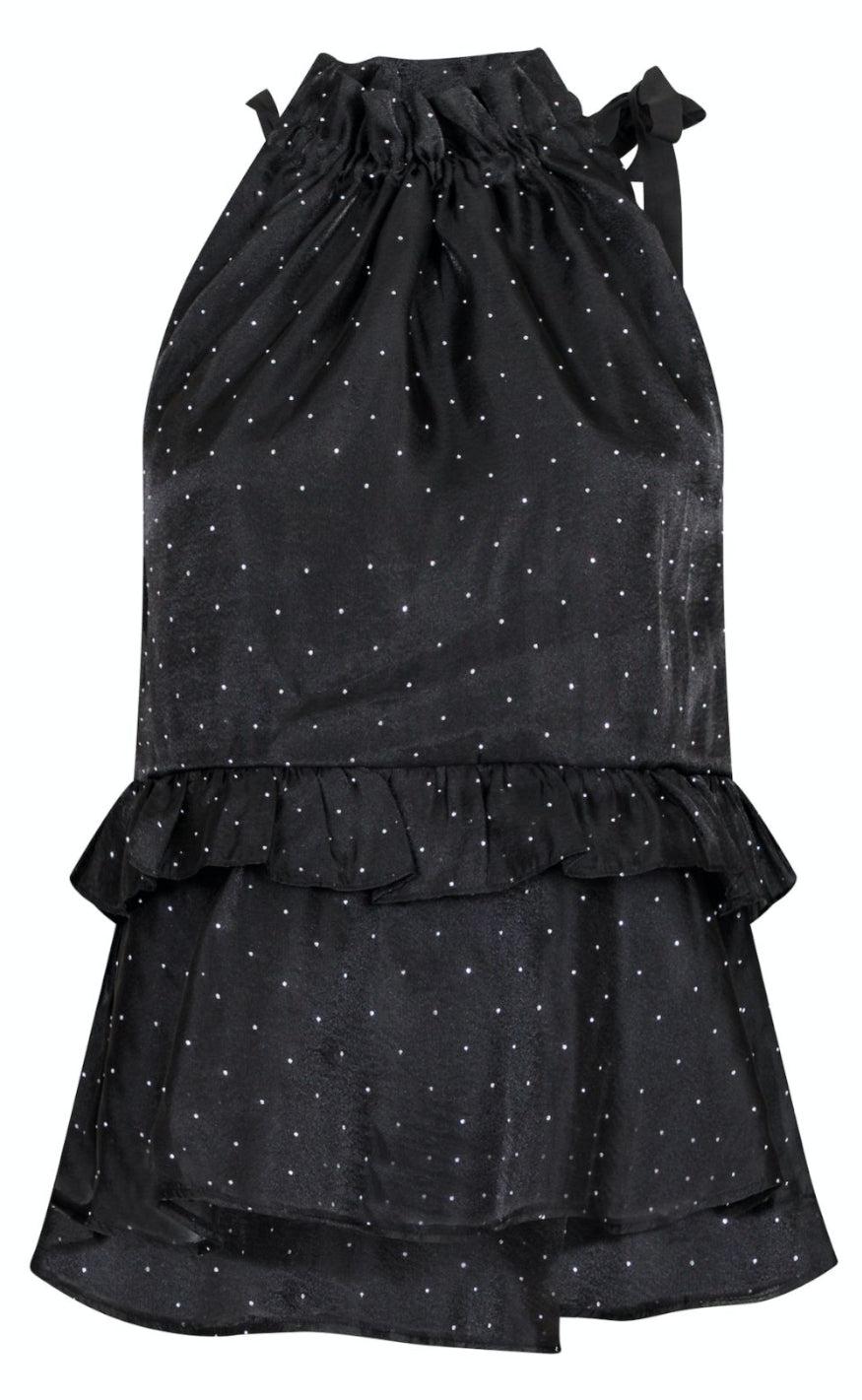 Neo Noir Top Margy Bedazzled Top Black