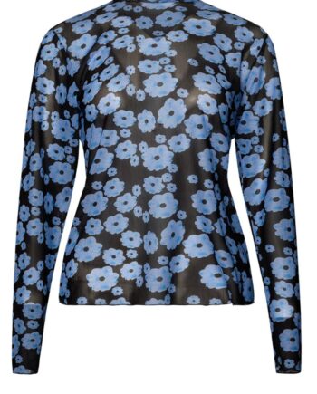 Noella Bluse Eya Mesh Black Blue Flower