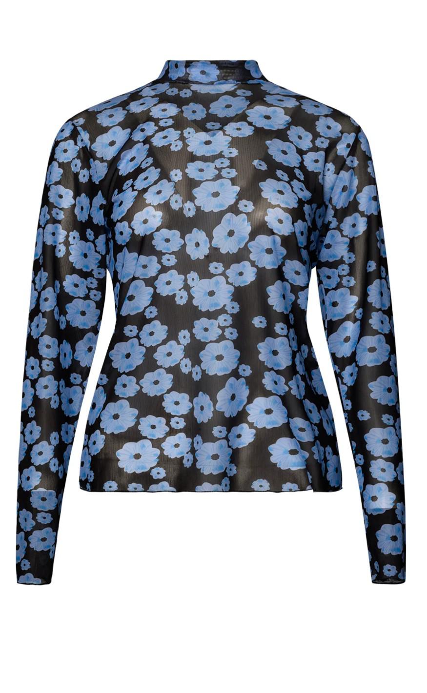 Noella Bluse Eya Mesh Black Blue Flower