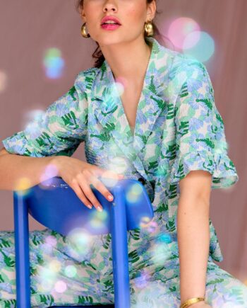 Noella Bluse Magda White Green Flower