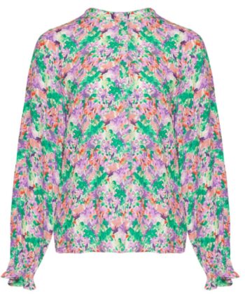 Noella Bluse Miu Lilac Green Blurry Flower