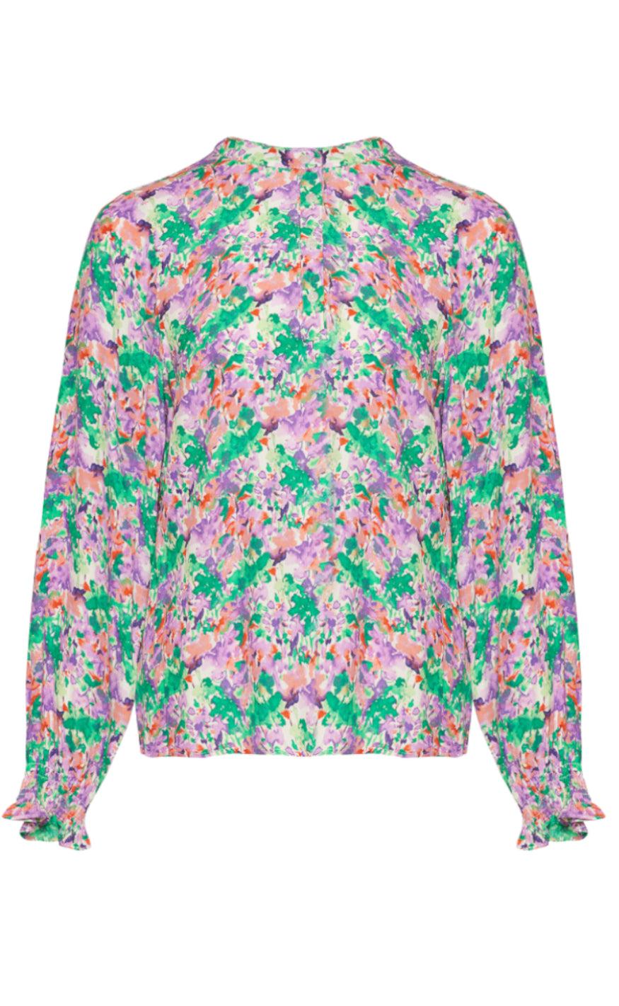 Noella Bluse Miu Lilac Green Blurry Flower