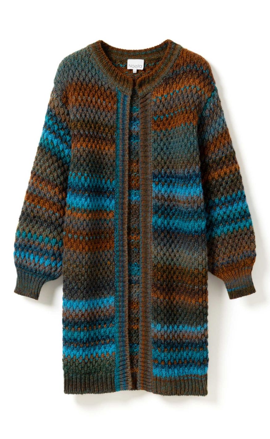 Noella Cardigan Gio Turquoise Brown Mix