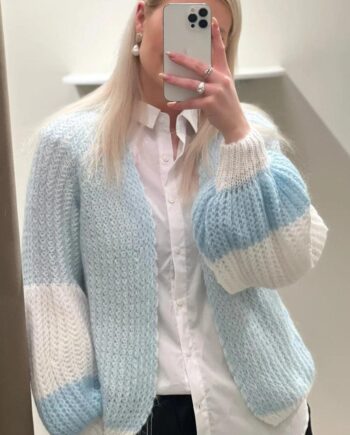 Noella Cardigan Liana Light Blue White