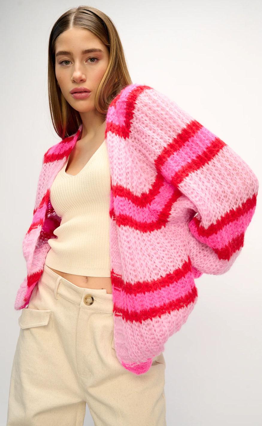 Noella Cardigan Vera  Berry Red Mix