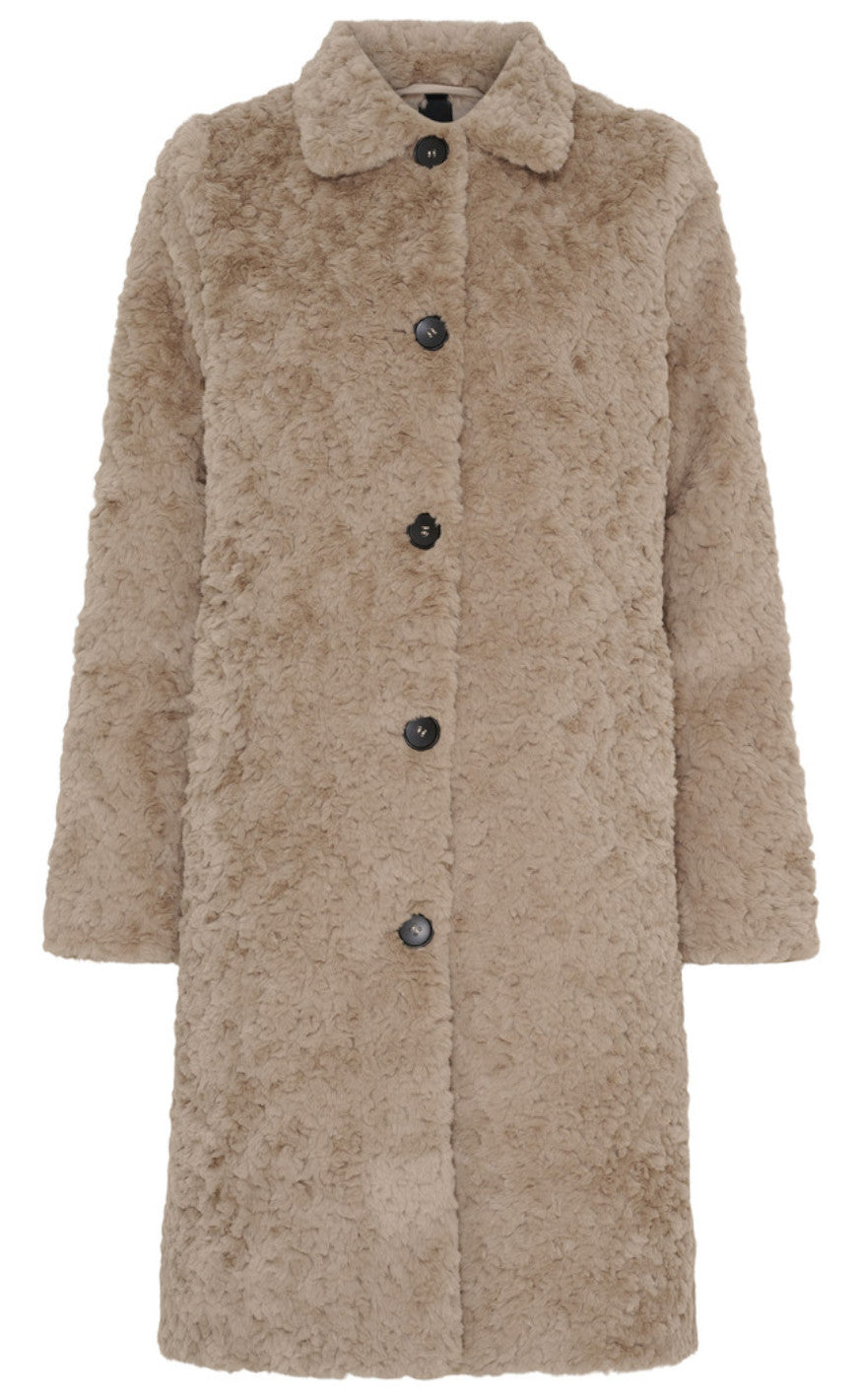 Notyz Jakke Fake Fur Taupe