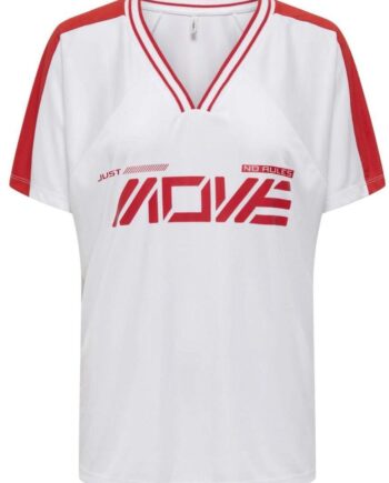 Only Bluse Bella Sport  -neck Bright White Move In Red