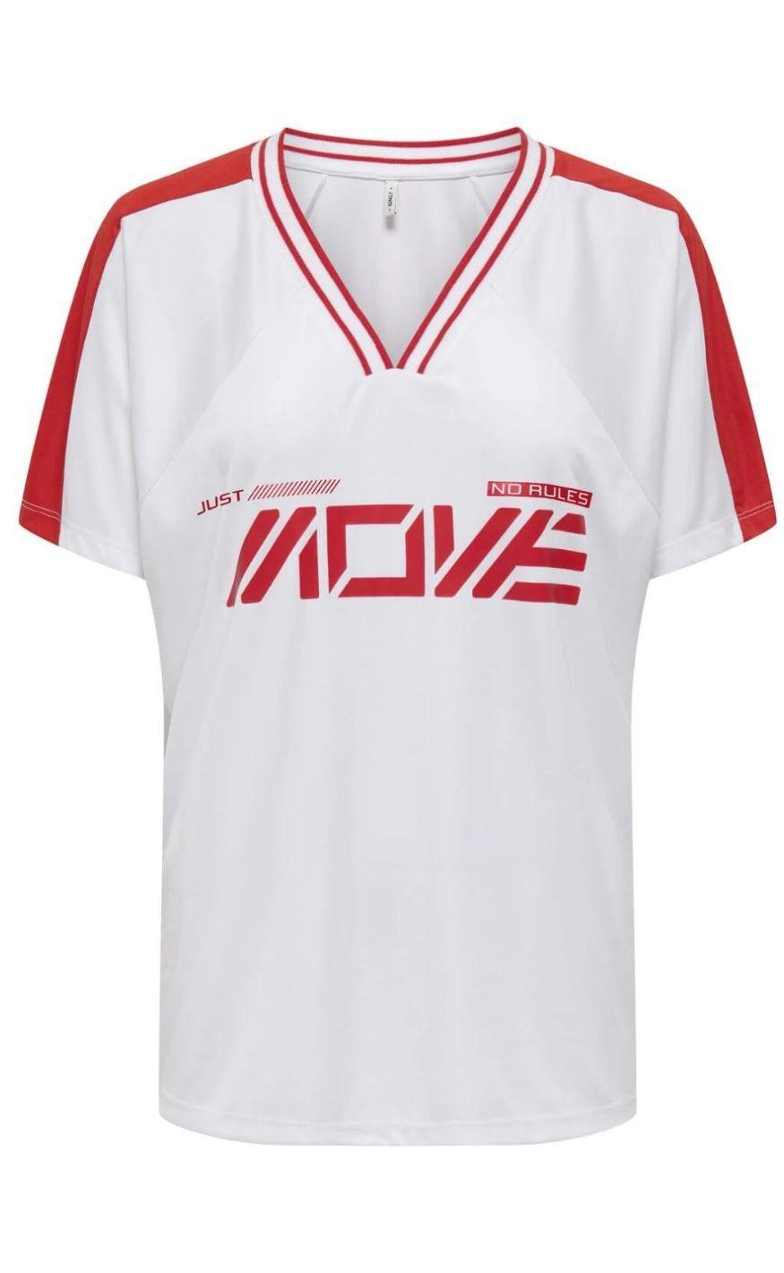 Only Bluse Bella Sport -neck Bright White Move In Red