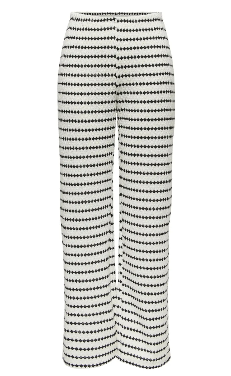 Only Bukser Eva Stripe Cloud Dancer Black
