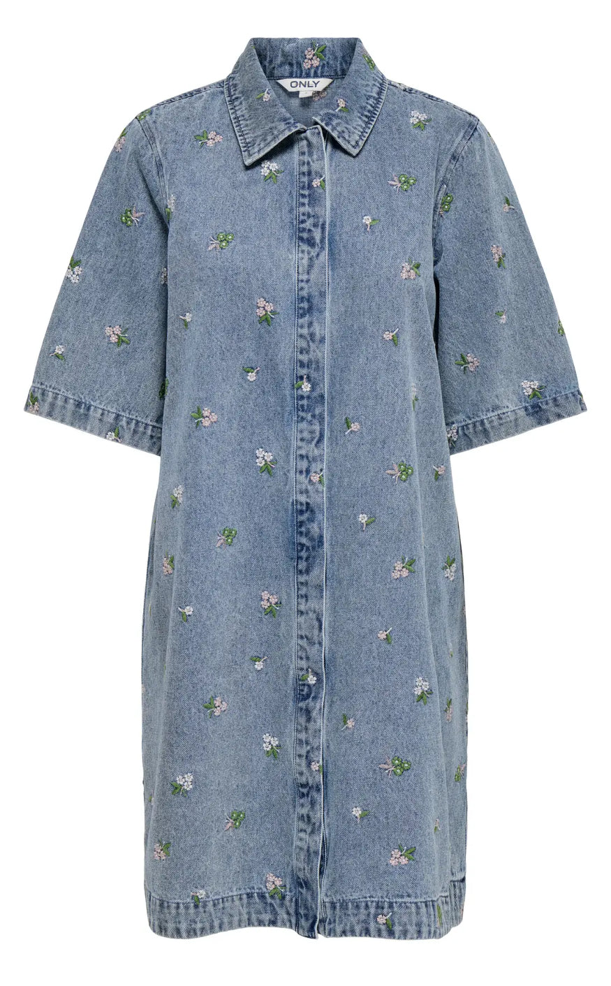 Only Kjole Vera Belle Light Blue Flower