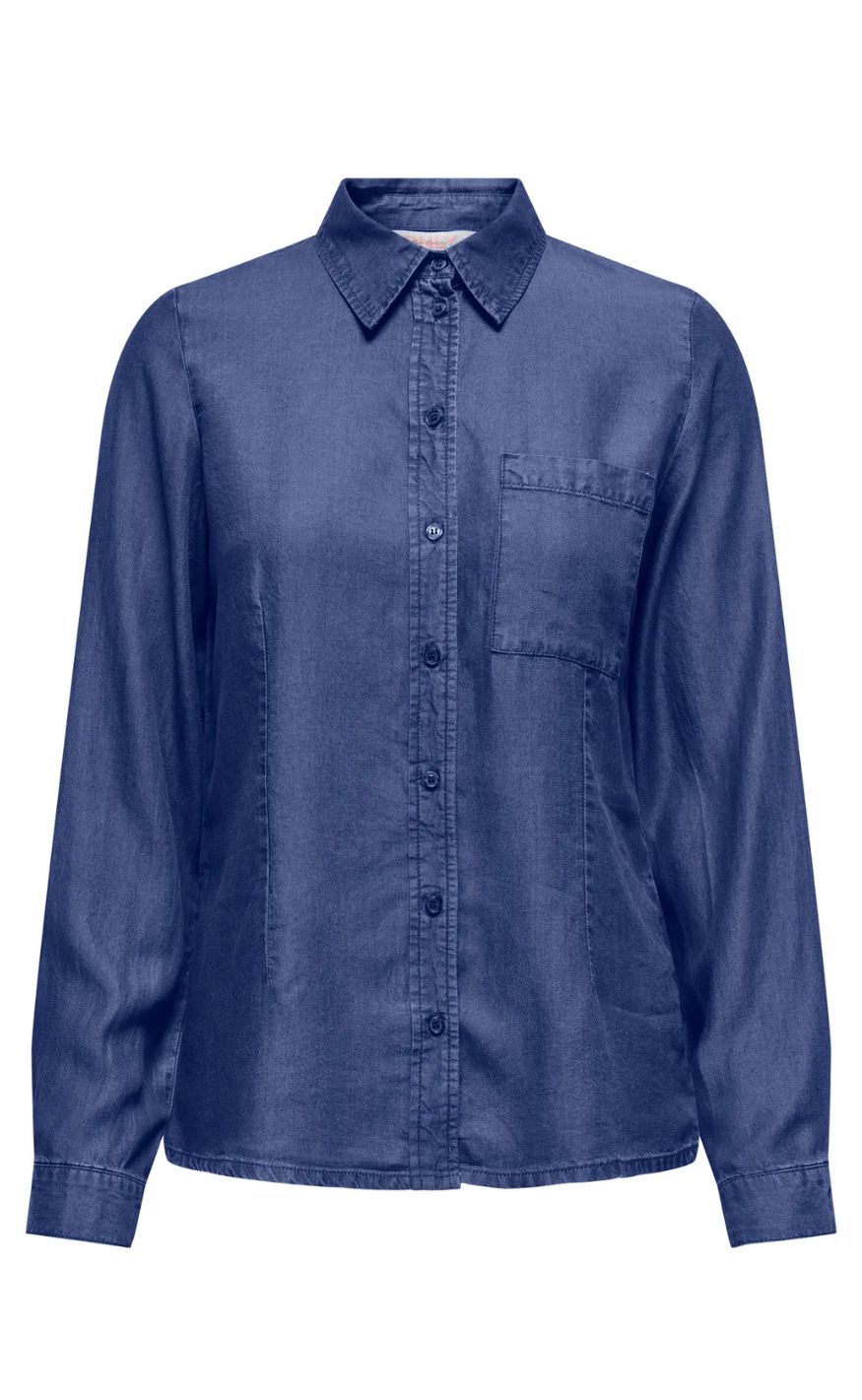 Only Skjorte Charis Dark Blue Denim