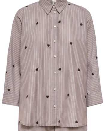 Only Skjorte Lina Grace Coffee Bean Stripe    Coffee Bean Heart