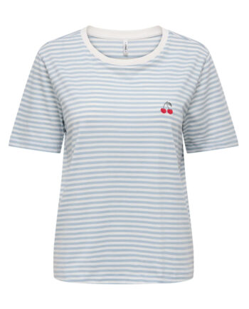 Only  -shirt Happy Cloud Dancer Soft Chambray Cherry