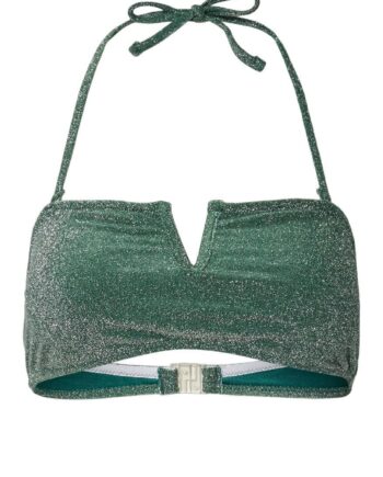 Pieces Bikini Overdel Bling Dark Green Silver Lurex