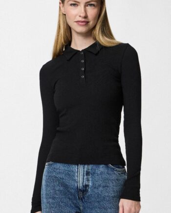 Pieces Bluse Kitte Ls Polo Black