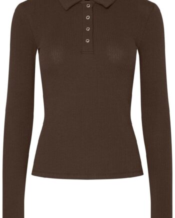 Pieces Bluse Kitte Ls Polo Chicory Coffee