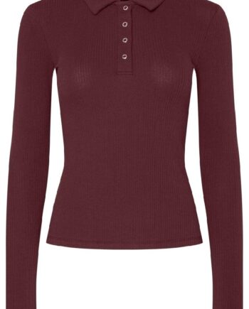 Pieces Bluse Kitte Ls Polo Tawny Port