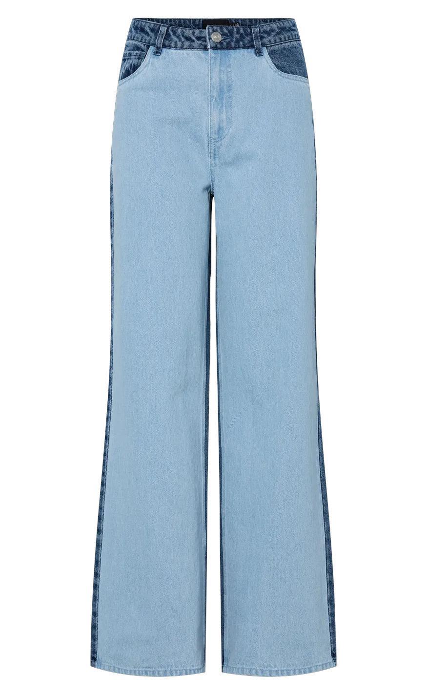 Pieces Bukser Famy Light Blue Denim Medium Blue