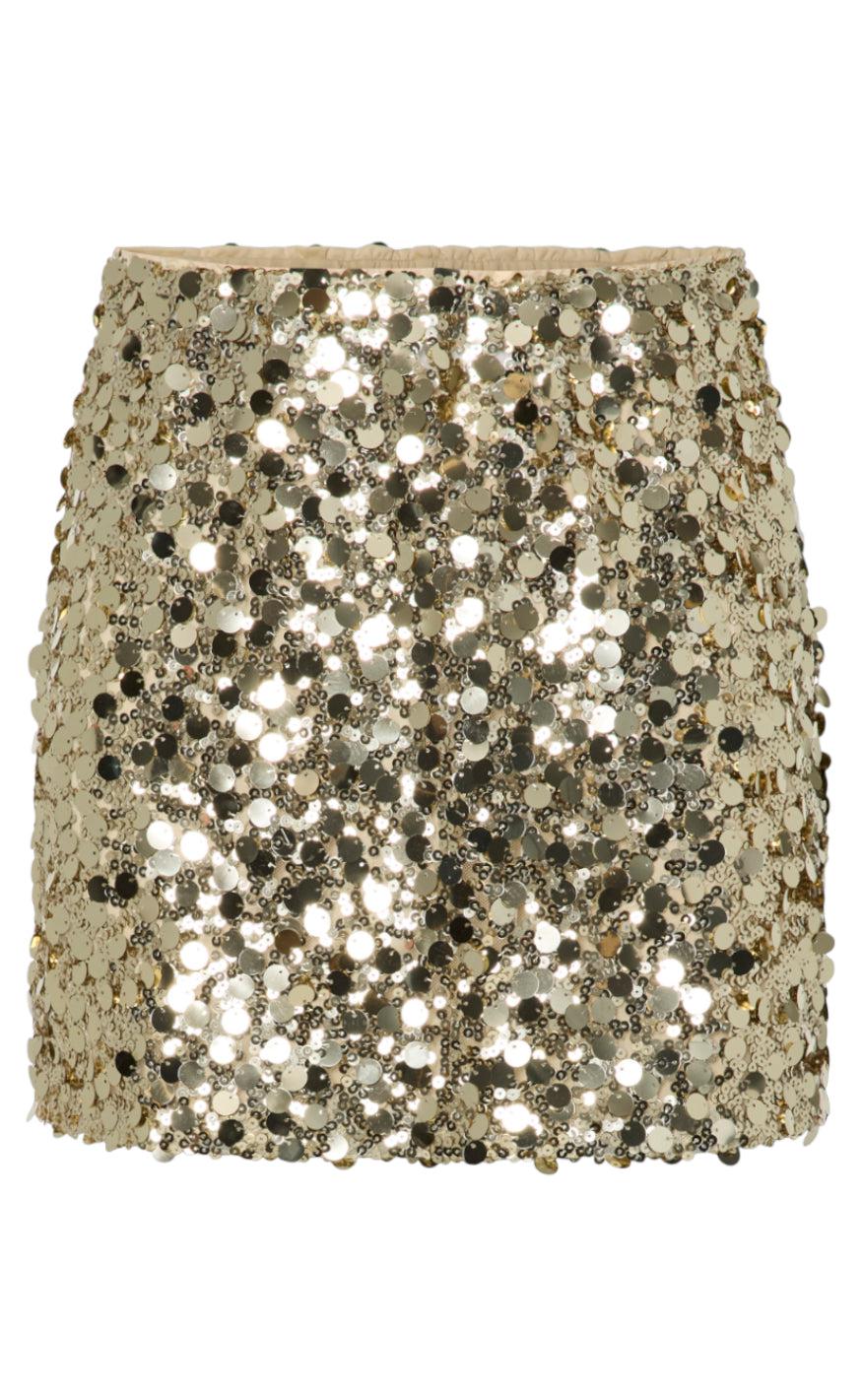 Pieces Nederdel Disco Gold Colour Sequins