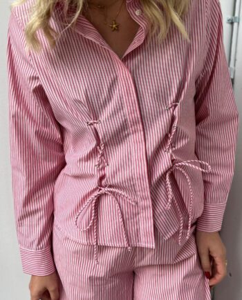 Pieces Skjorte Fabriella High Risk Red Bright White