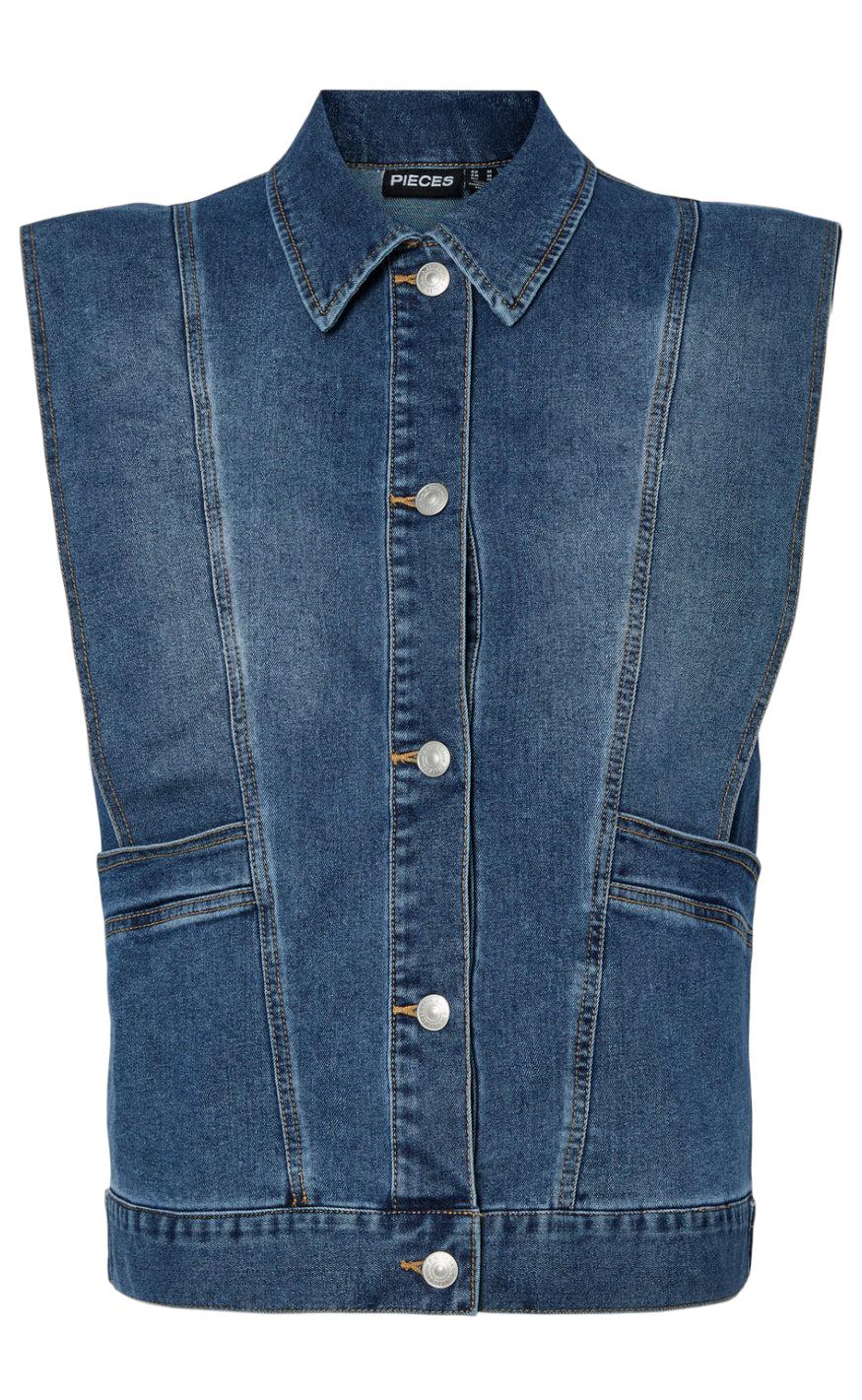 Pieces Vest Femma Medium Blue Denim