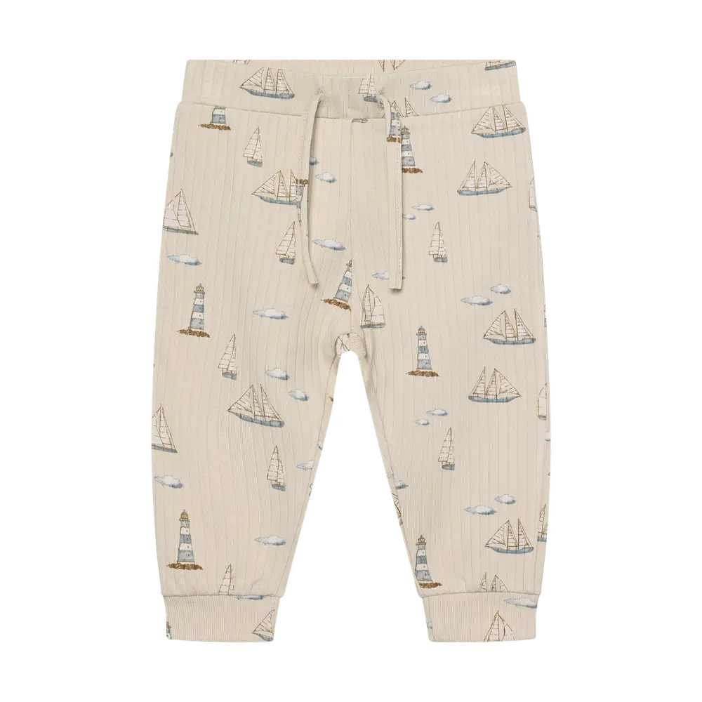 Rib Bukser Print Fog 62
