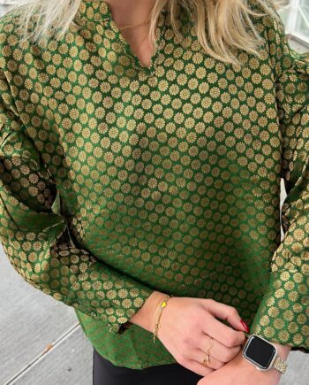 Say Ina Copenhagen Bluse Agnes Golden Dark Green