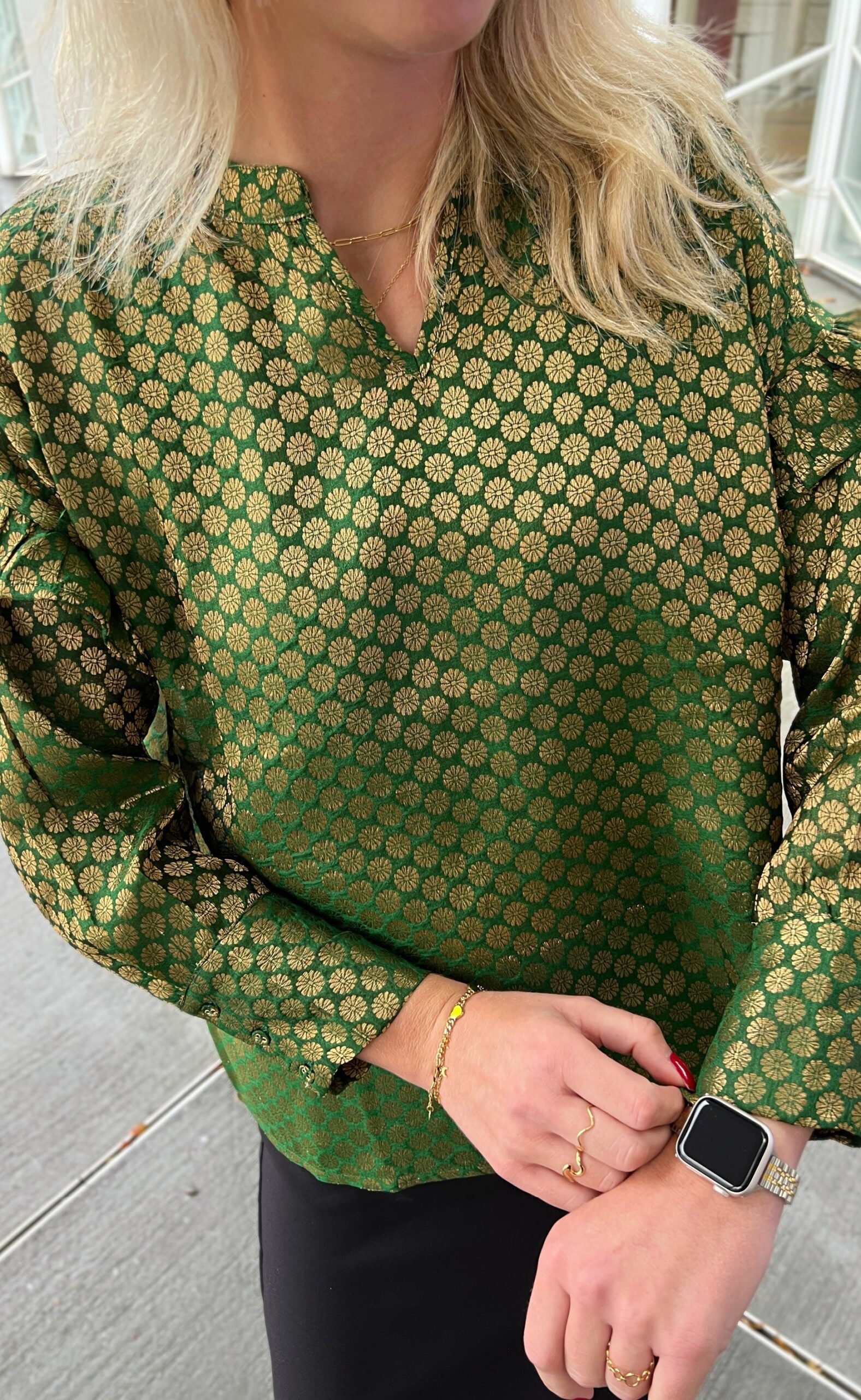 Say Ina Copenhagen Bluse Agnes Golden Dark Green