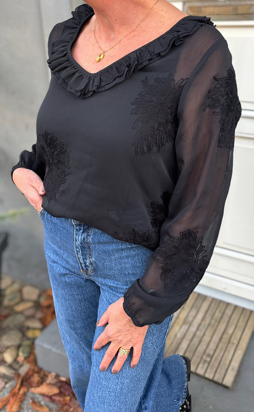 Say Ina Copenhagen Bluse Anbritt Black Pattern