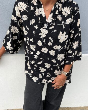 Say Ina Copenhagen Bluse Datia Black    Beige Flowers