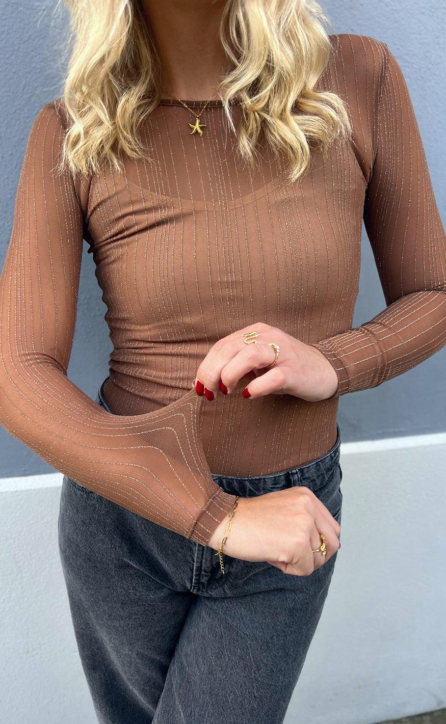 Say Ina Copenhagen Bluse Sofia Brown Glitter