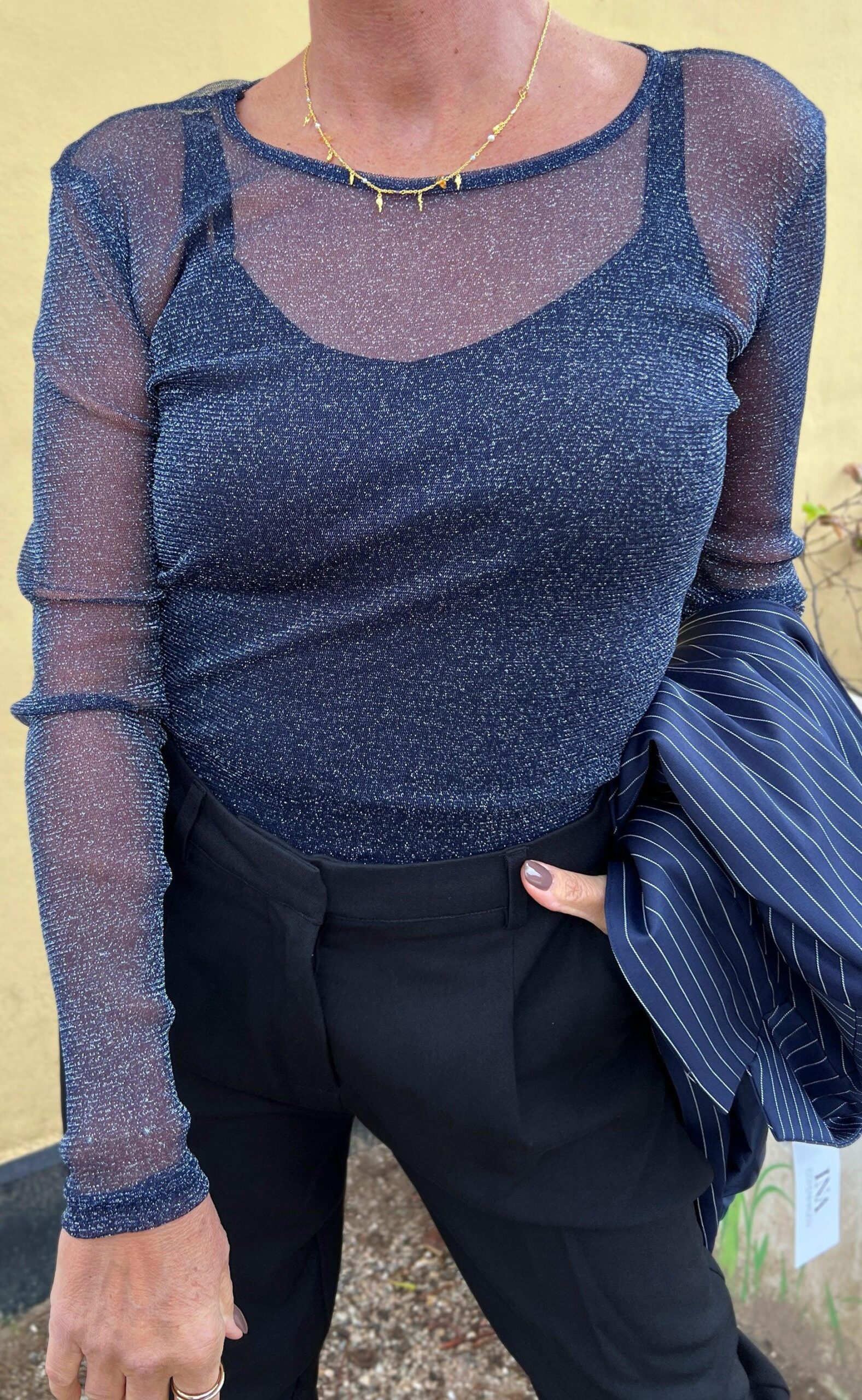Say Ina Copenhagen Bluse Sofia Navy Blue Glitter