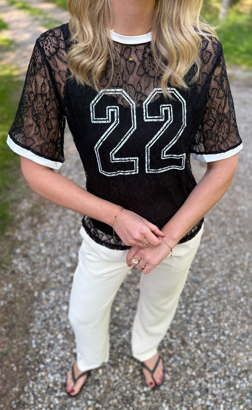 Say Ina Copenhagen Bluse Susanna Football Black Lace Vendbar