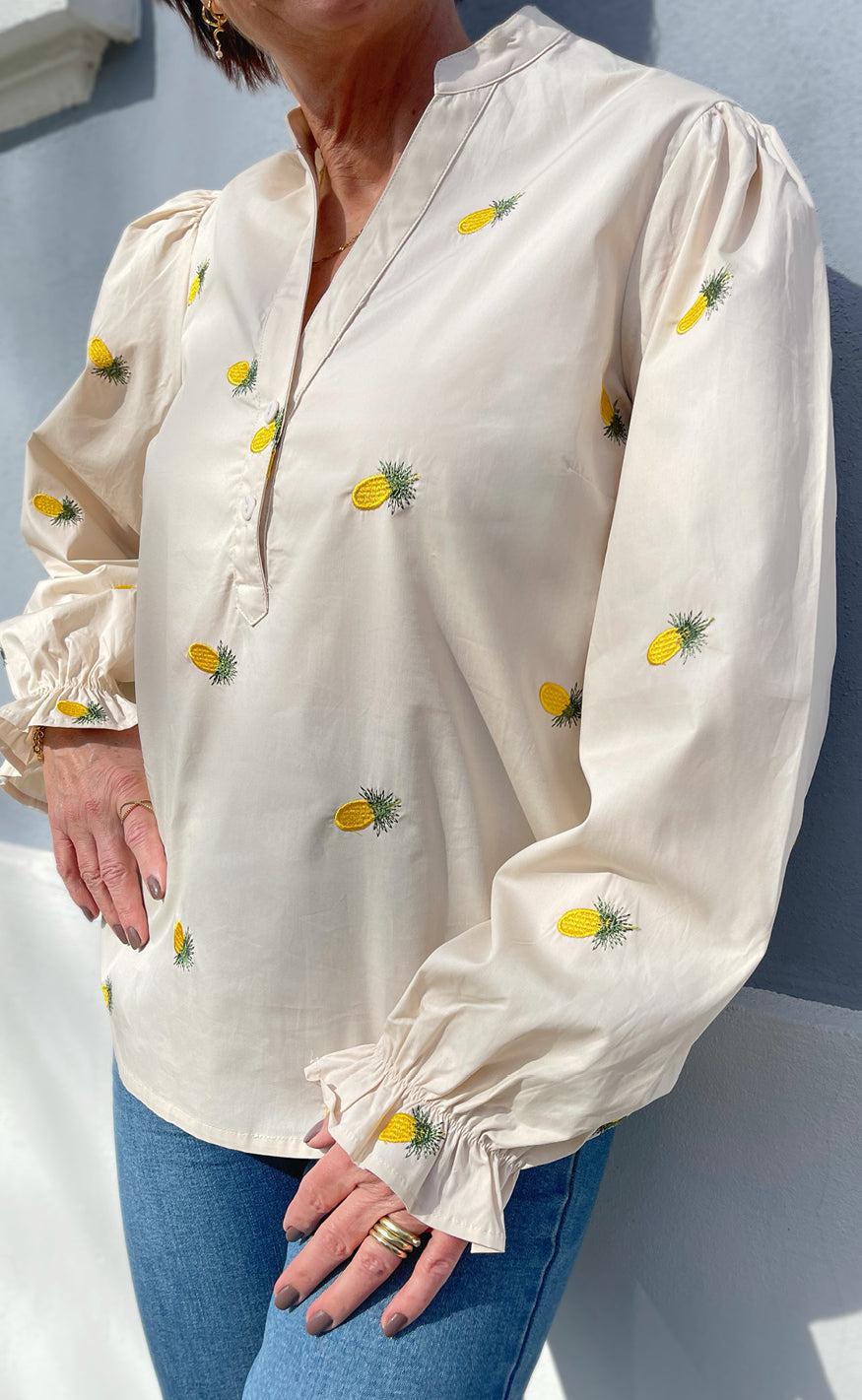 Say Ina Copenhagen Bluse Tiffany Off White Pineapple