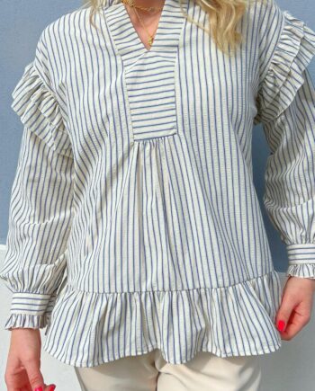 Say Ina Copenhagen Bluse Wilja White Blue Stripes
