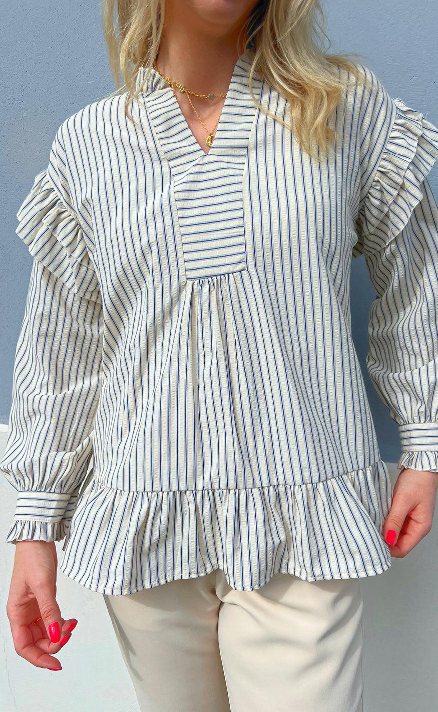 Say Ina Copenhagen Bluse Wilja White Blue Stripes
