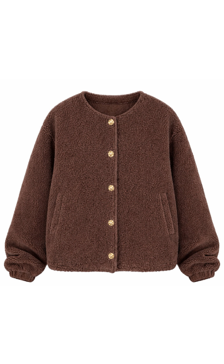 Say Ina Copenhagen Fleece Jakke Gloria Dark Brown