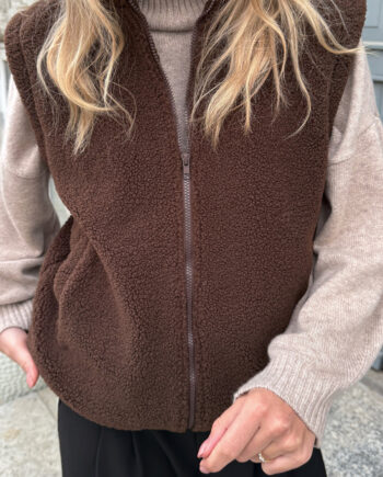 Say Ina Copenhagen Fleece Vest Fia Dark Brown