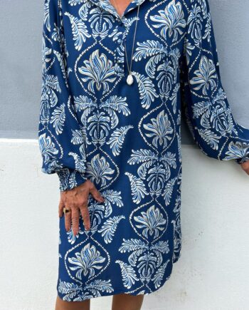 Say Ina Copenhagen Kjole Augusta Navy Blue Paisley