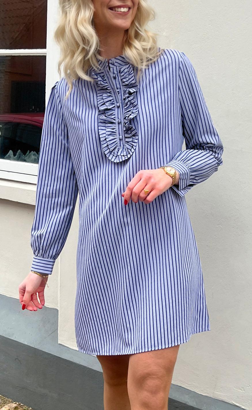 Say Ina Copenhagen Kjole Frederikke Dark Blue Striped