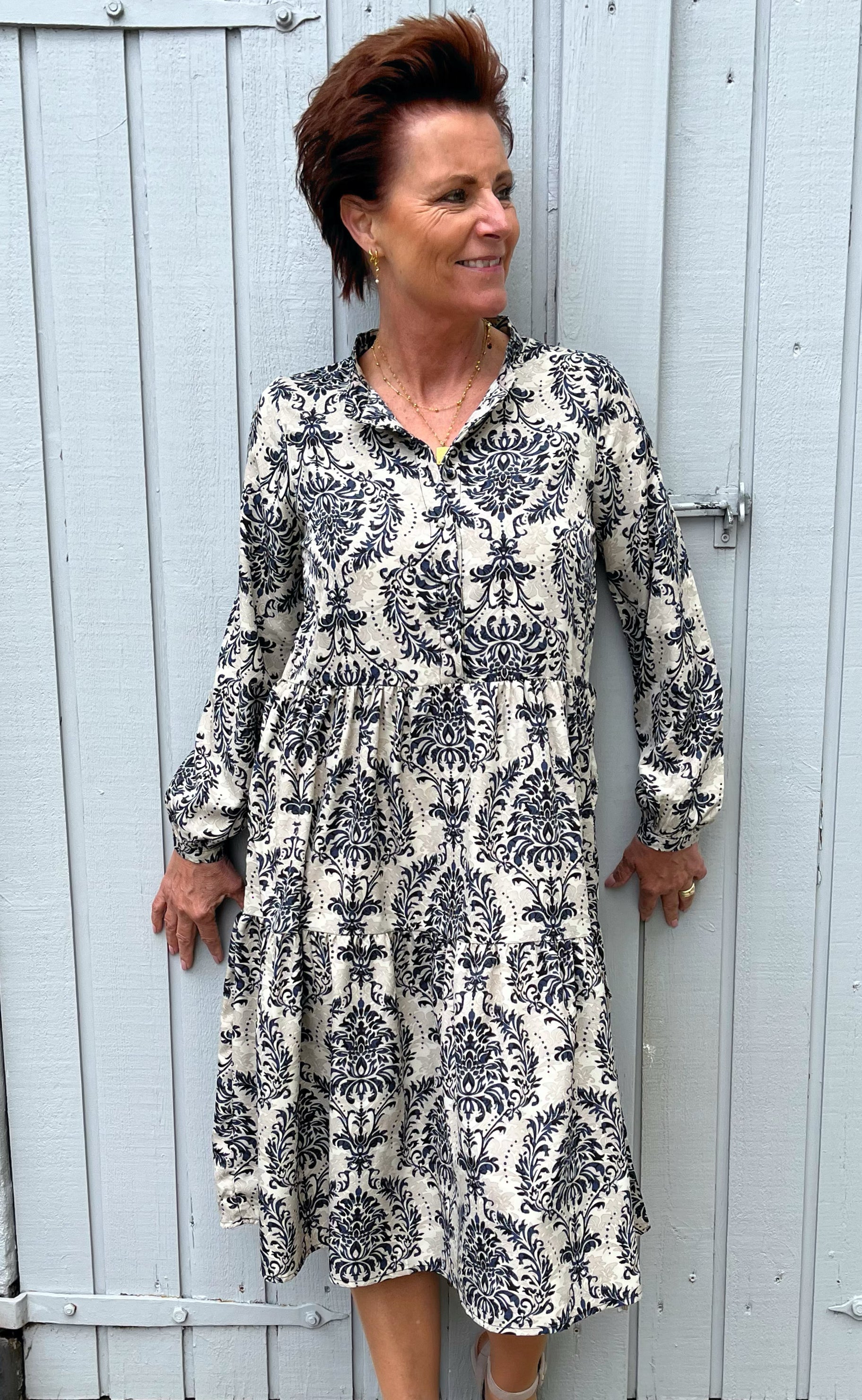 Say Ina Copenhagen Kjole Maiken Creme Blue Paisley