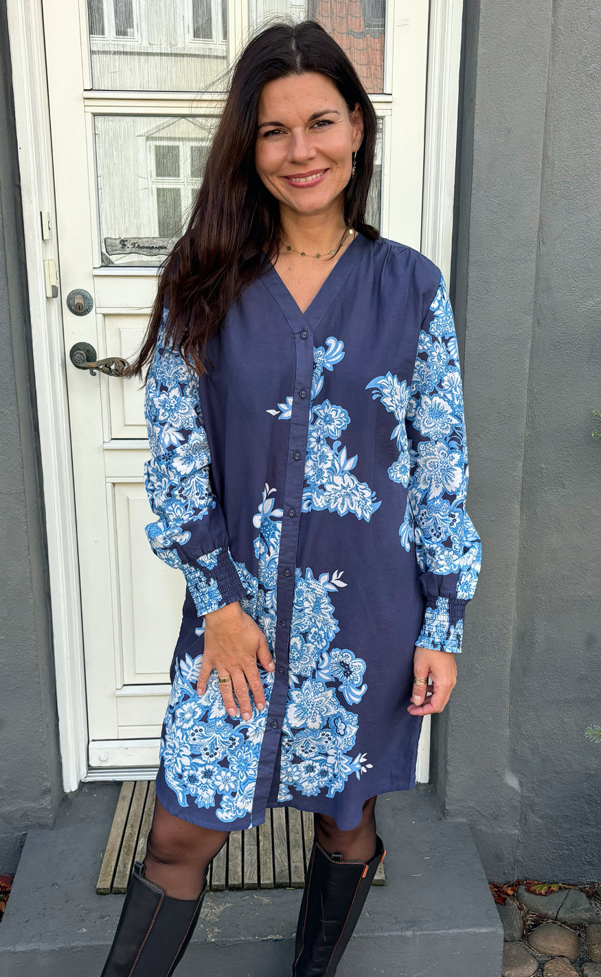 Say Ina Copenhagen Kjole Vicky Blue Flowers