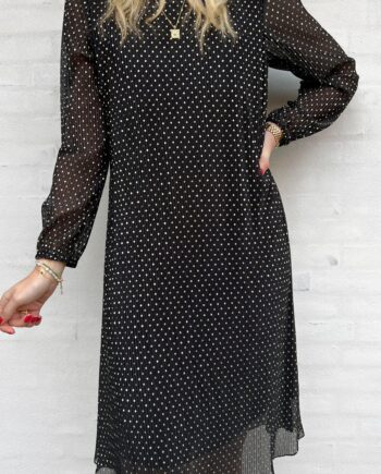 Say Ina Copenhagen Kjole Victoria Plisse Black    Gold Dots