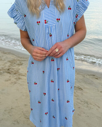 Say Ina Copenhagen Kjole Winnie Blue Striped    Cherries